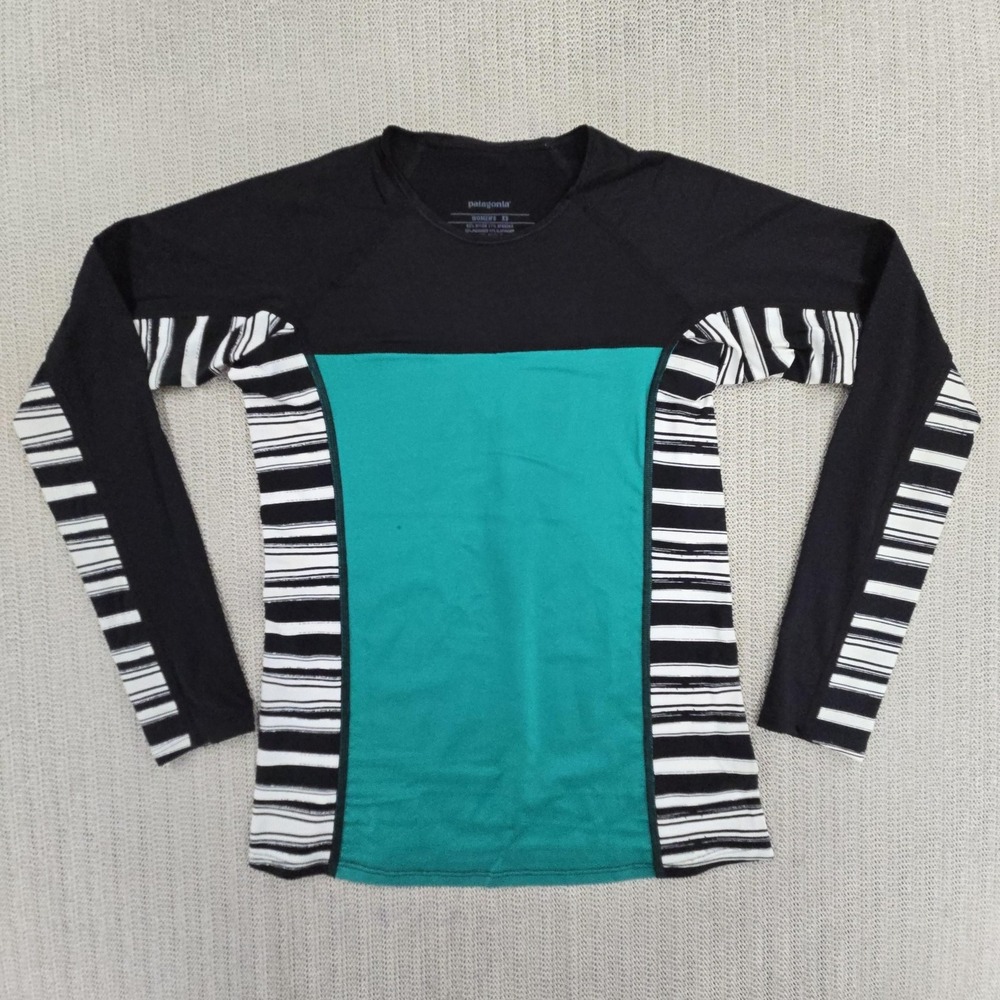 Patagonia Micro Swell Rash Guard Womens XS Green Long Sleeve Swim Shirt Surf